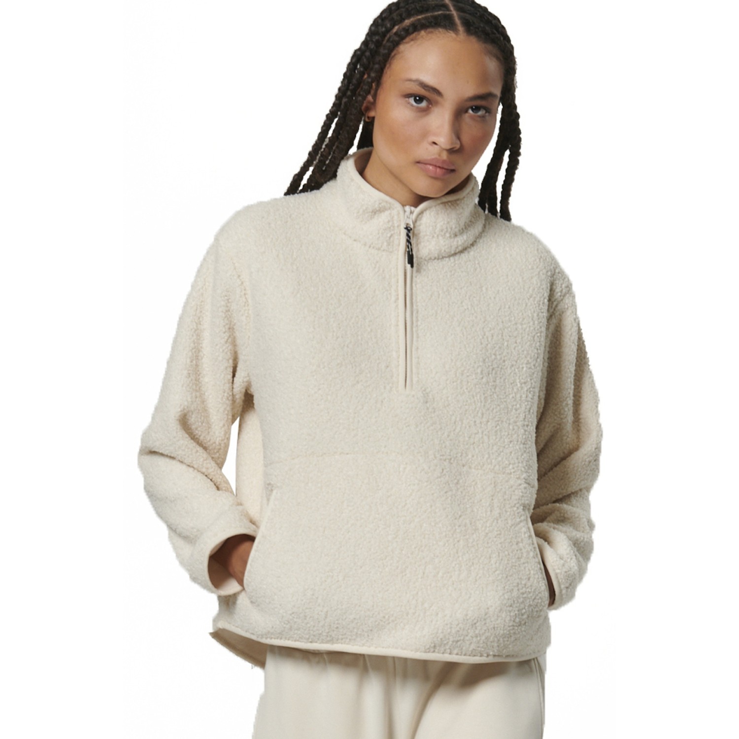 WOMEN'S OVERSIZE BOUCLE-FLEECE HALF-ZIP