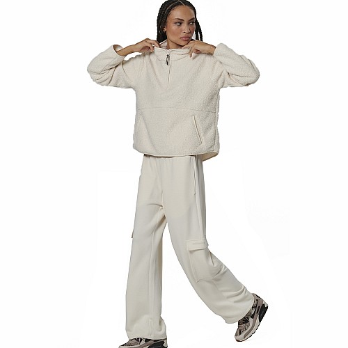 WOMEN'S OVERSIZE BOUCLE-FLEECE HALF-ZIP