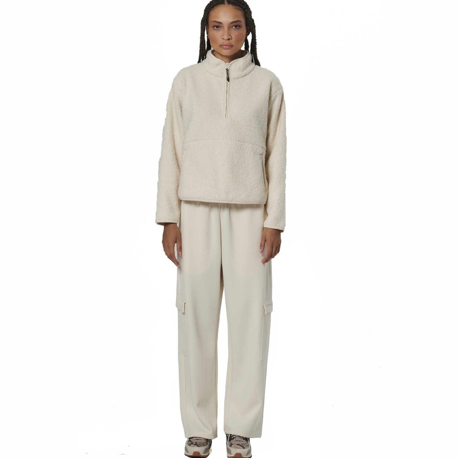 WOMEN'S OVERSIZE BOUCLE-FLEECE HALF-ZIP