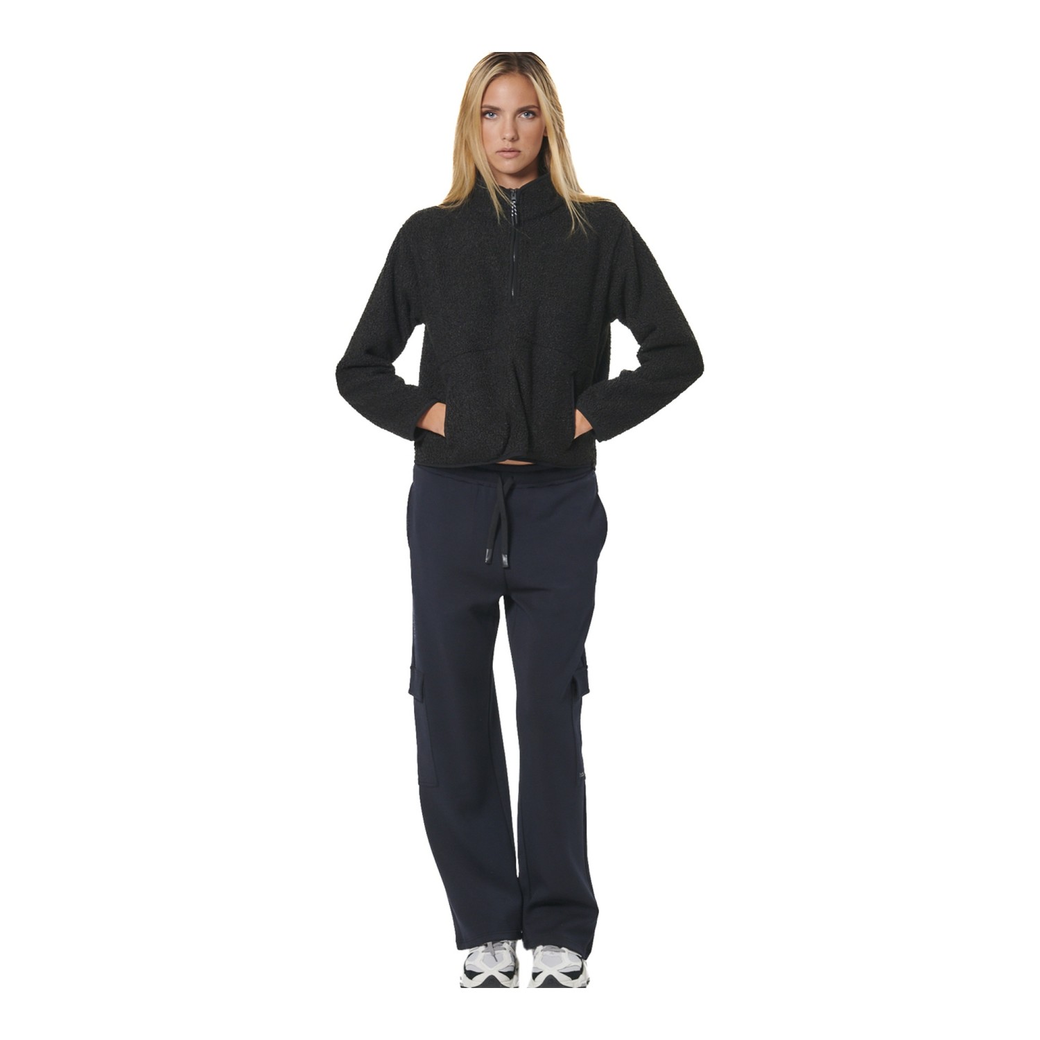 WOMEN'S OVERSIZE BOUCLE-FLEECE HALF-ZIP