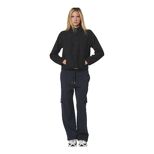 WOMEN'S OVERSIZE BOUCLE-FLEECE HALF-ZIP