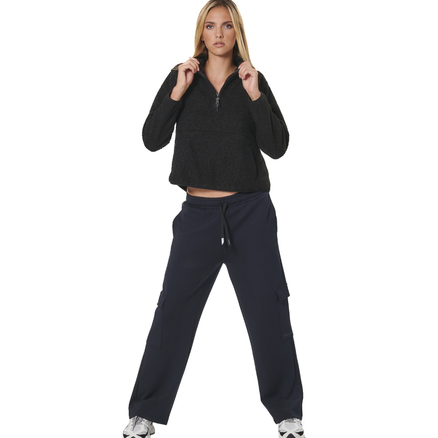 WOMEN'S OVERSIZE BOUCLE-FLEECE HALF-ZIP