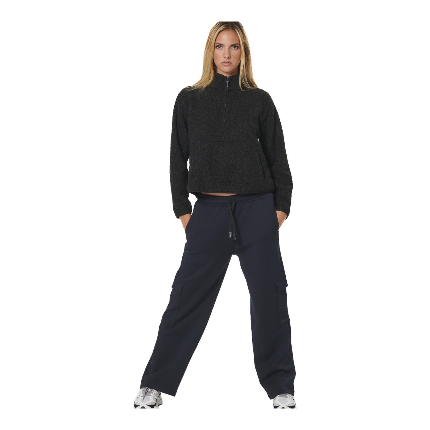 WOMEN'S OVERSIZE BOUCLE-FLEECE HALF-ZIP