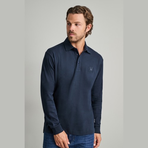 Unisex Μακρυμάνικη Μπλούζα Πόλο NAVY & GREEN