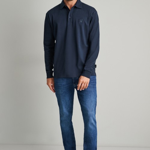 Unisex Μακρυμάνικη Μπλούζα Πόλο NAVY & GREEN