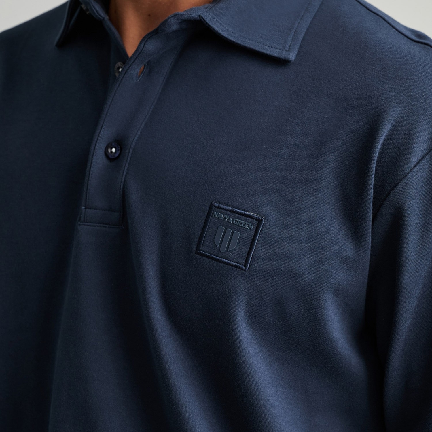 Unisex Μακρυμάνικη Μπλούζα Πόλο NAVY & GREEN
