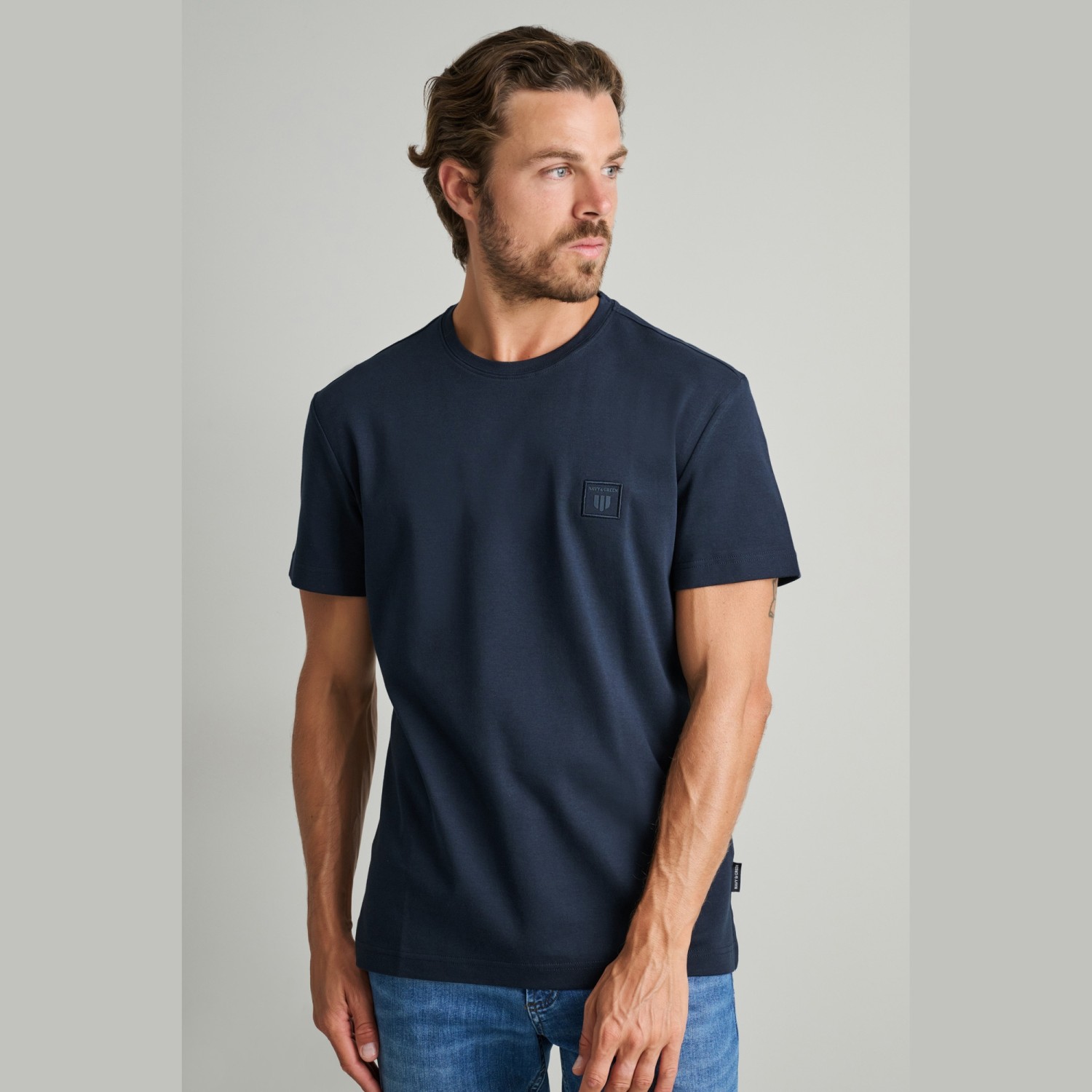 Unisex Μπλούζα Λαιμόκοψη με Λογότυπο NAVY & GREEN Unisex Μπλούζα Λαιμόκοψη με Λογότυπο NAVY & GREEN