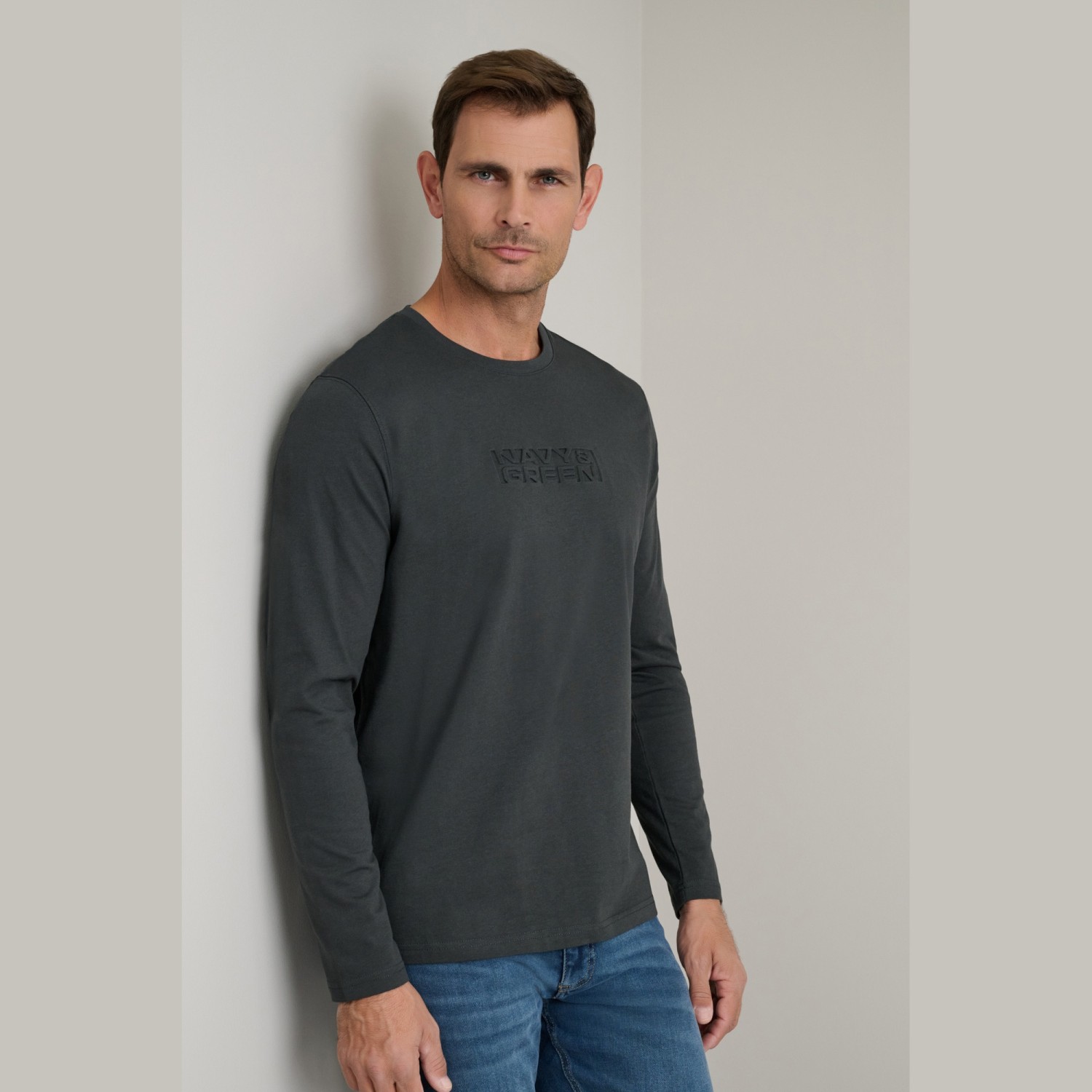 Unisex Μπλούζα Λαιμόκοψη Μακρυμάνικη NAVY & GREEN