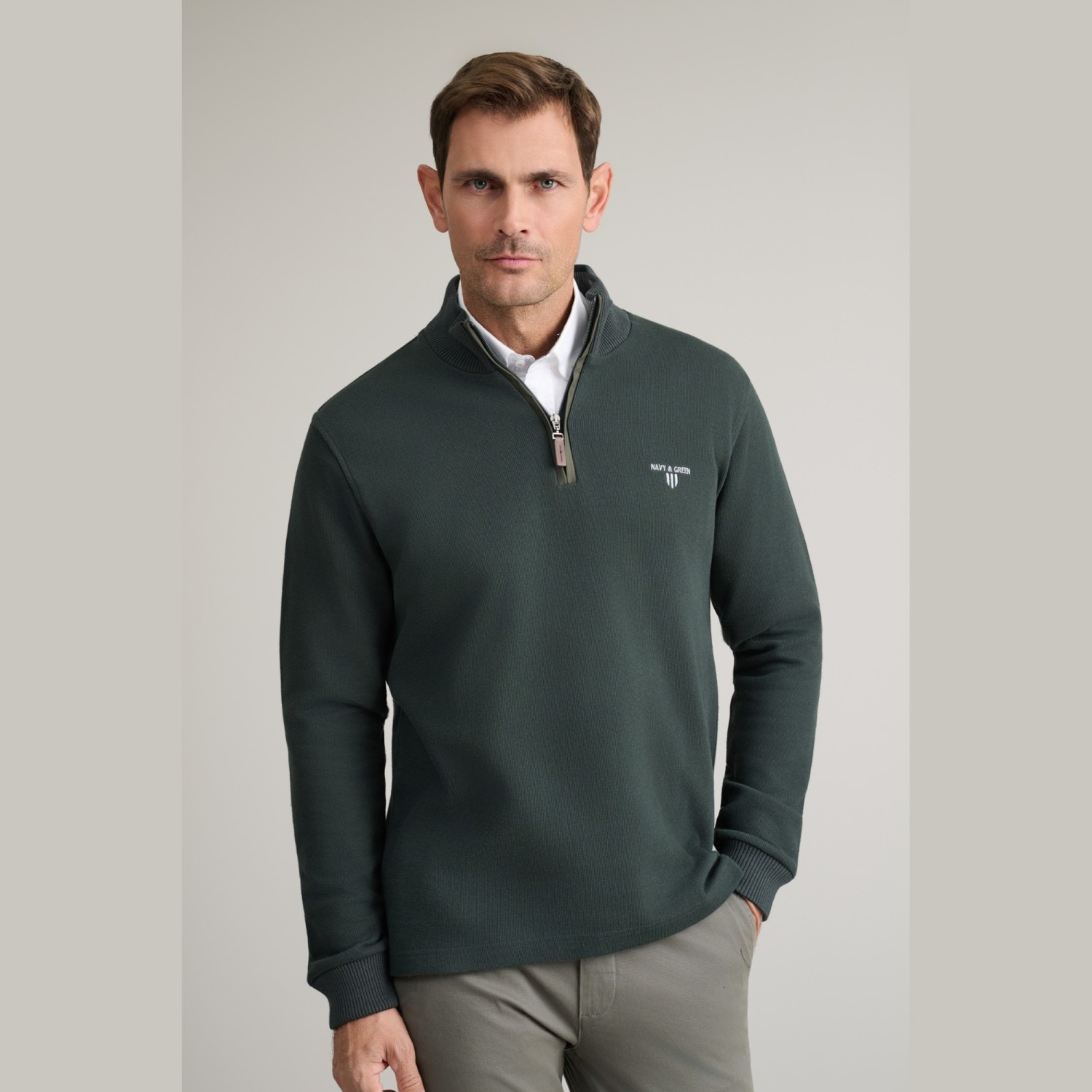 Unisex Μπλούζα Λουπέτο με Φερμουάρ NAVY & GREEN Unisex Μπλούζα Λουπέτο με Φερμουάρ NAVY & GREEN