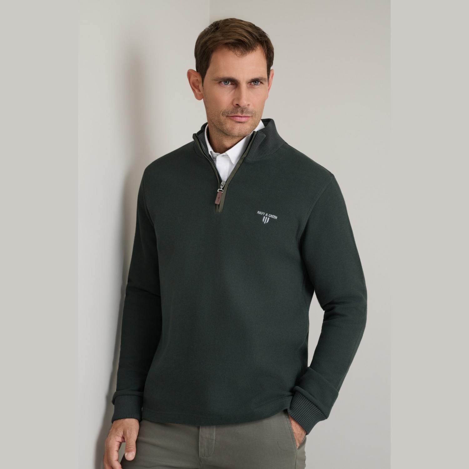 Unisex Μπλούζα Λουπέτο με Φερμουάρ NAVY & GREEN Unisex Μπλούζα Λουπέτο με Φερμουάρ NAVY & GREEN