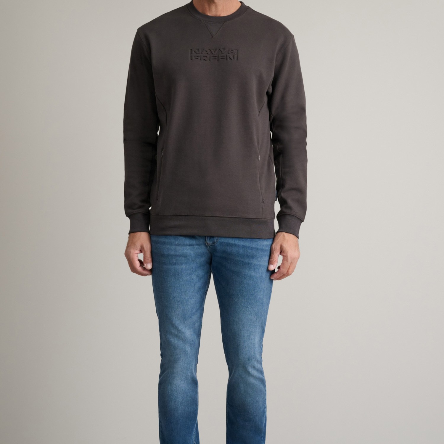 Unisex Μπλούζα Φούτερ με Λαιμόκοψη NAVY & GREEN