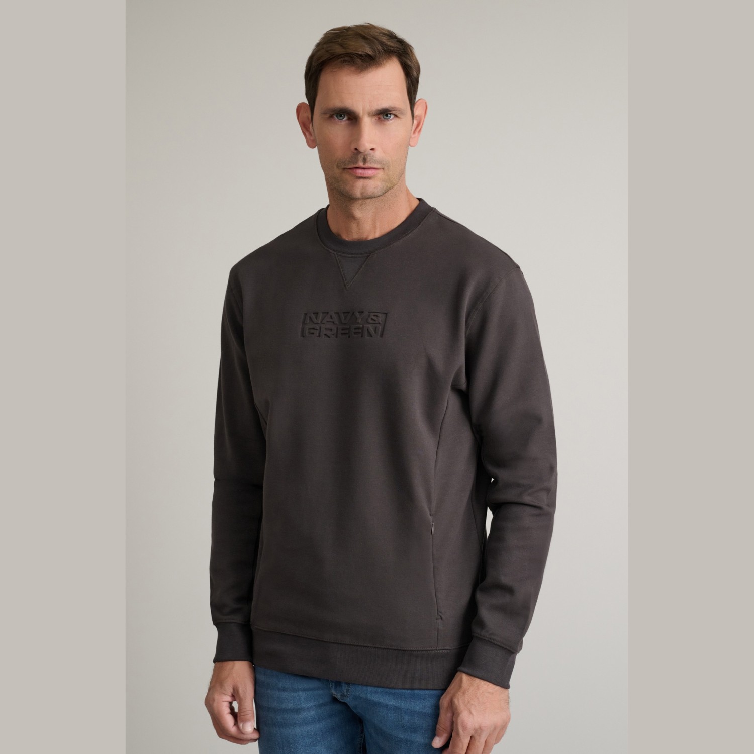 Unisex Μπλούζα Φούτερ με Λαιμόκοψη NAVY & GREEN