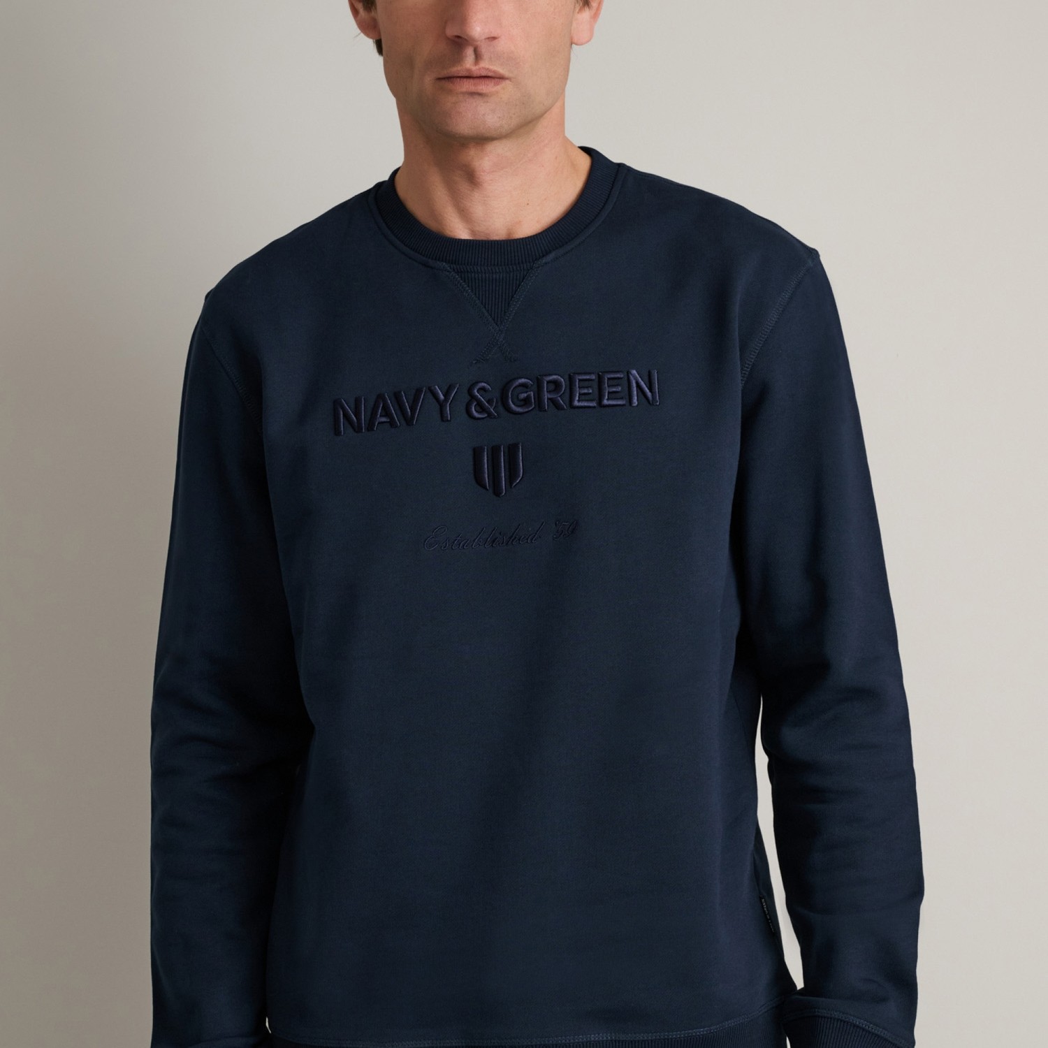 Unisex Μπλούζα Φούτερ με Λαιμόκοψη NAVY & GREEN