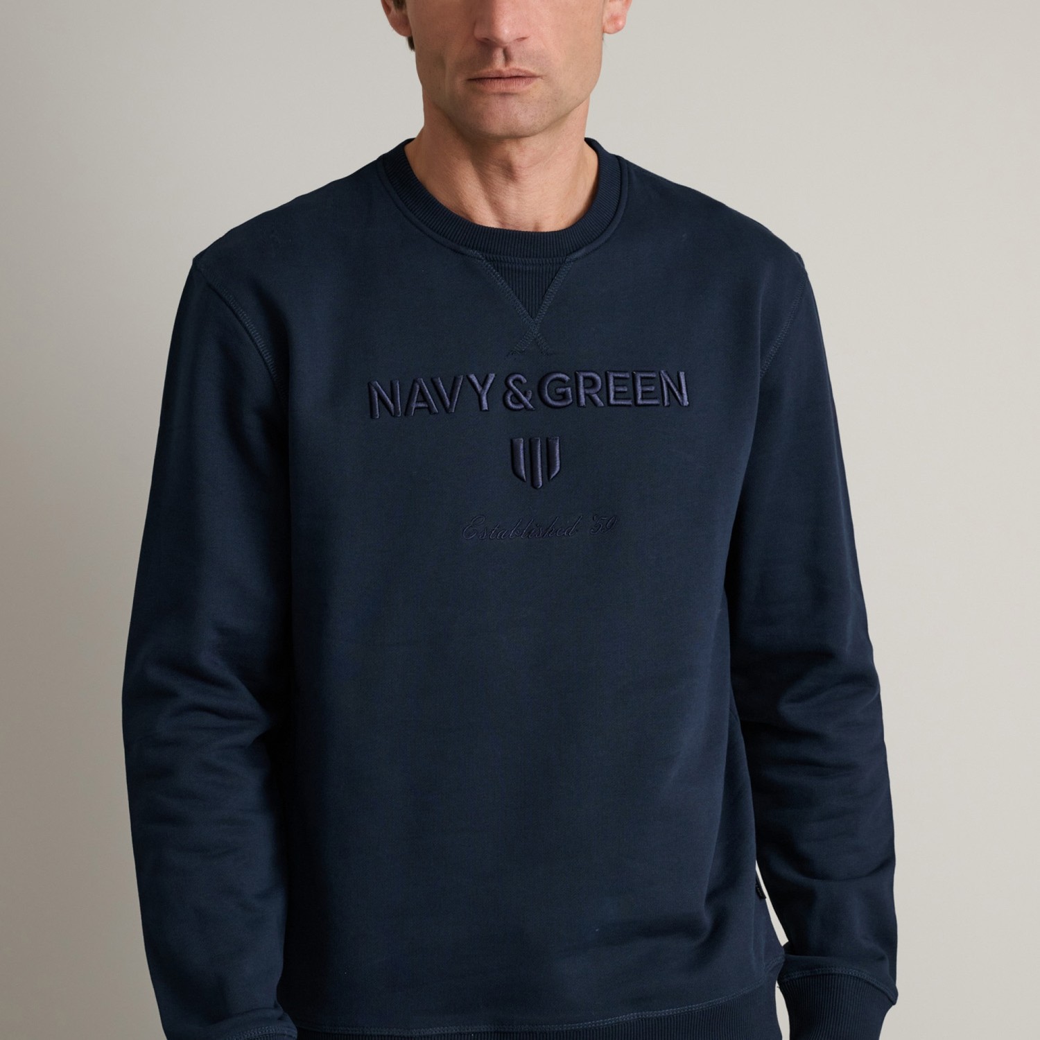 Unisex Μπλούζα Φούτερ με Λαιμόκοψη NAVY & GREEN
