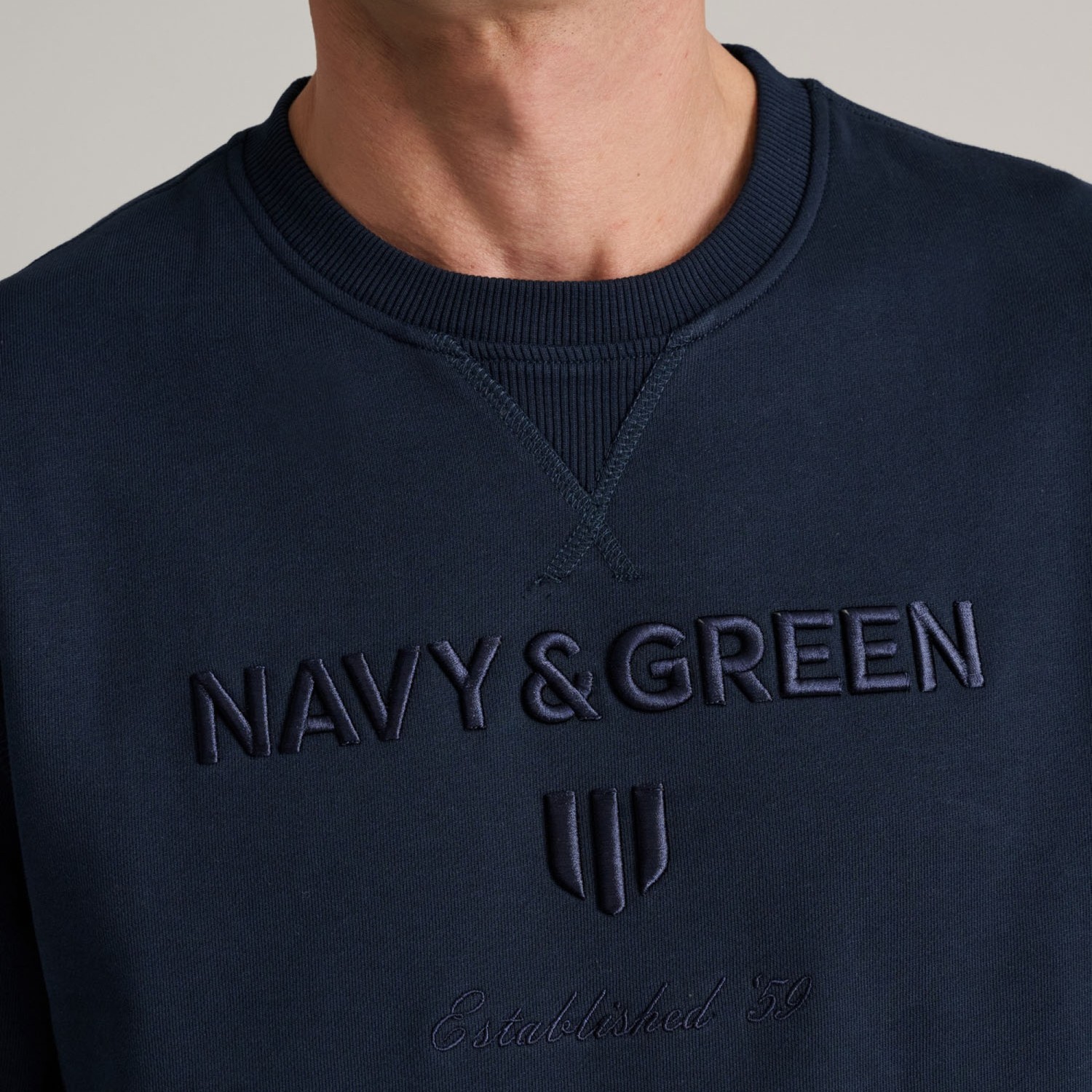 Unisex Μπλούζα Φούτερ με Λαιμόκοψη NAVY & GREEN