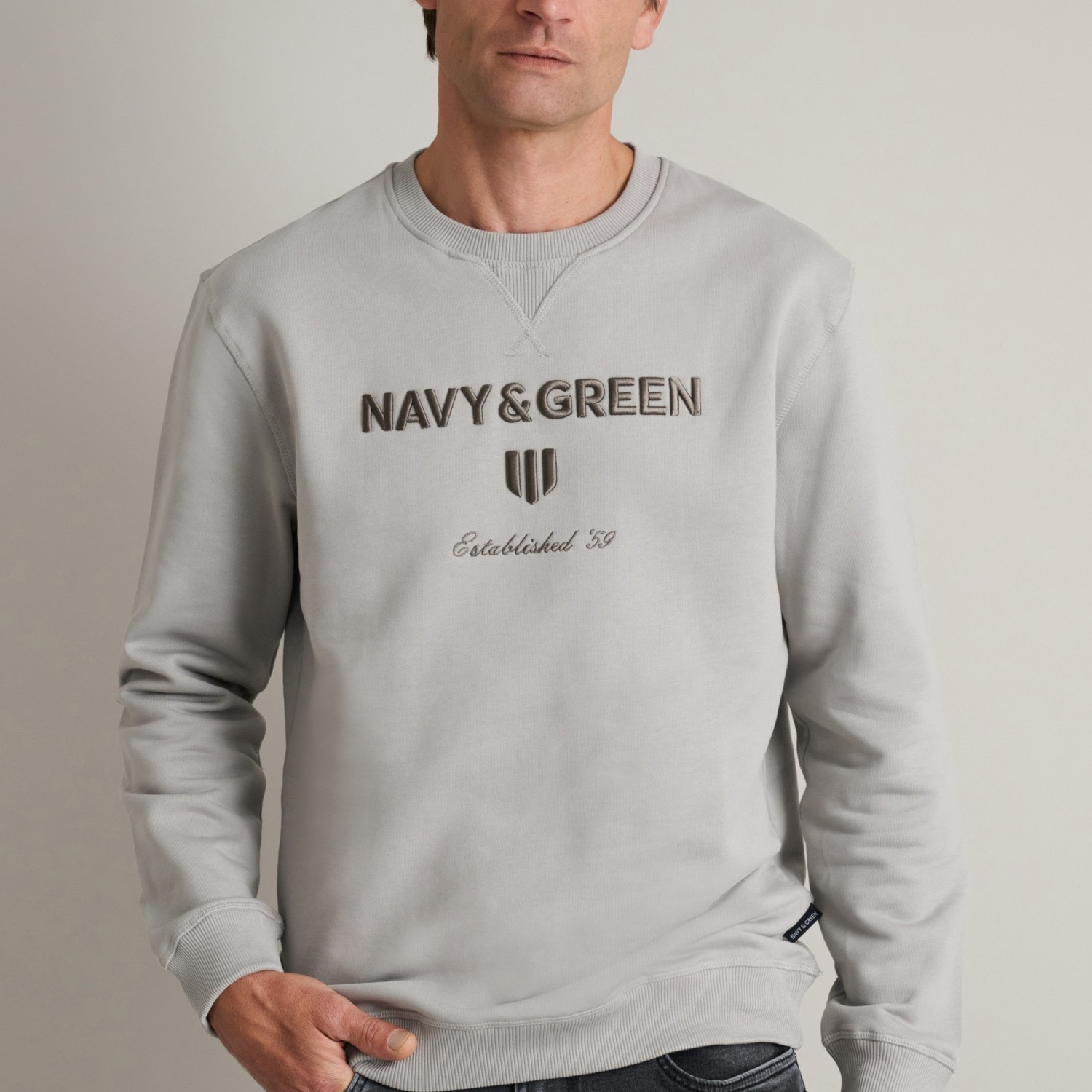 Unisex Μπλούζα Φούτερ με Λαιμόκοψη NAVY & GREEN