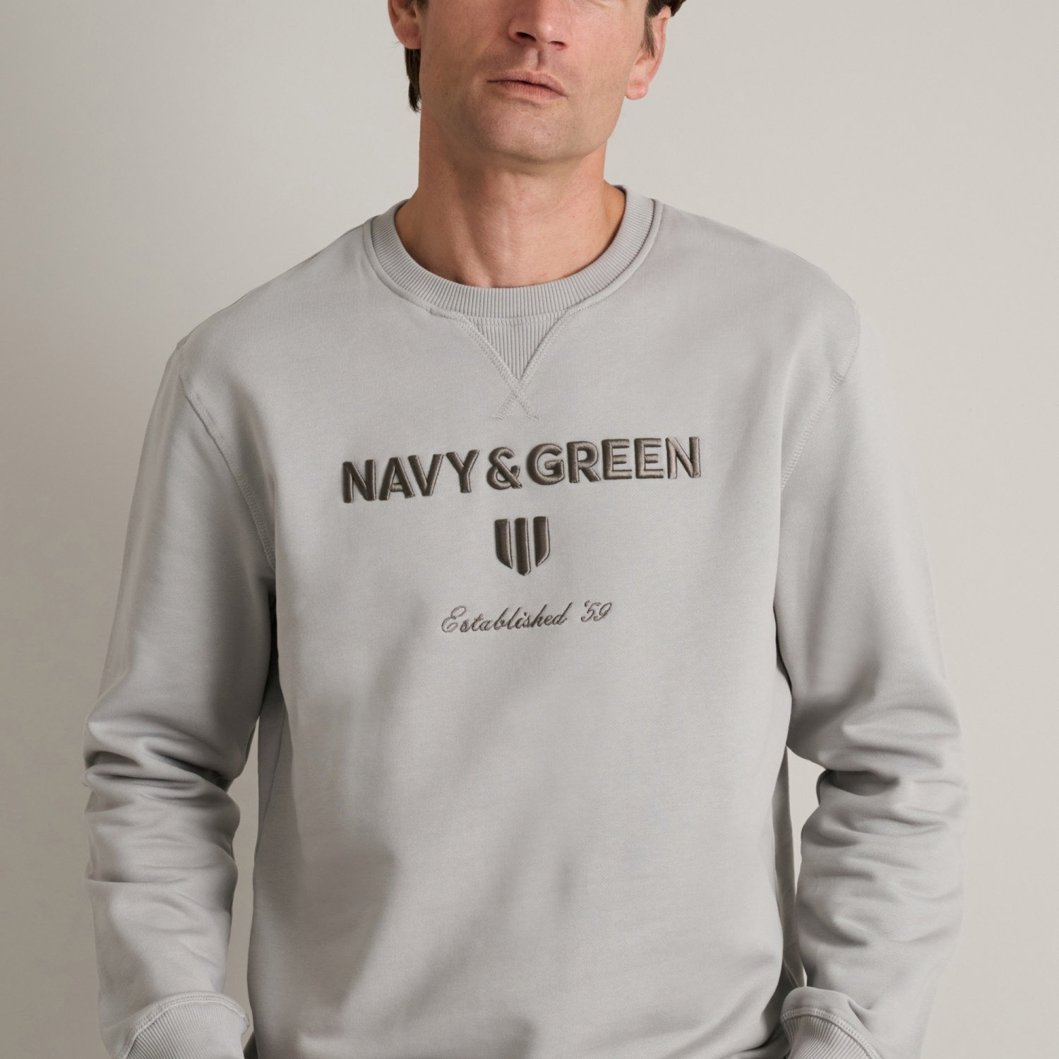Unisex Μπλούζα Φούτερ με Λαιμόκοψη NAVY & GREEN