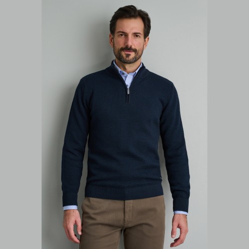 Unisex Πλεκτό Λουπέτο με Φερμουάρ NAVY & GREEN