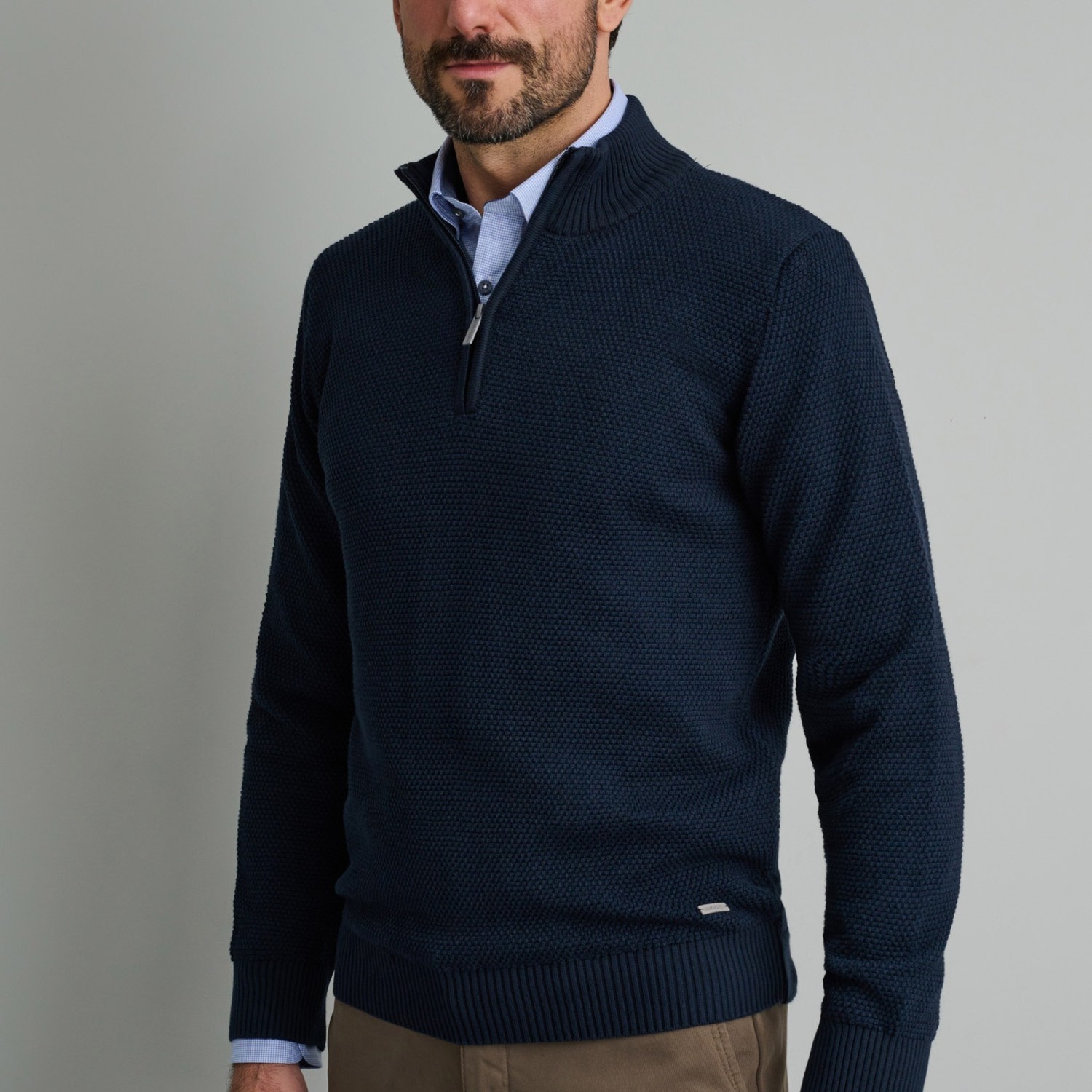 Unisex Πλεκτό Λουπέτο με Φερμουάρ NAVY & GREEN Unisex Πλεκτό Λουπέτο με Φερμουάρ NAVY & GREEN