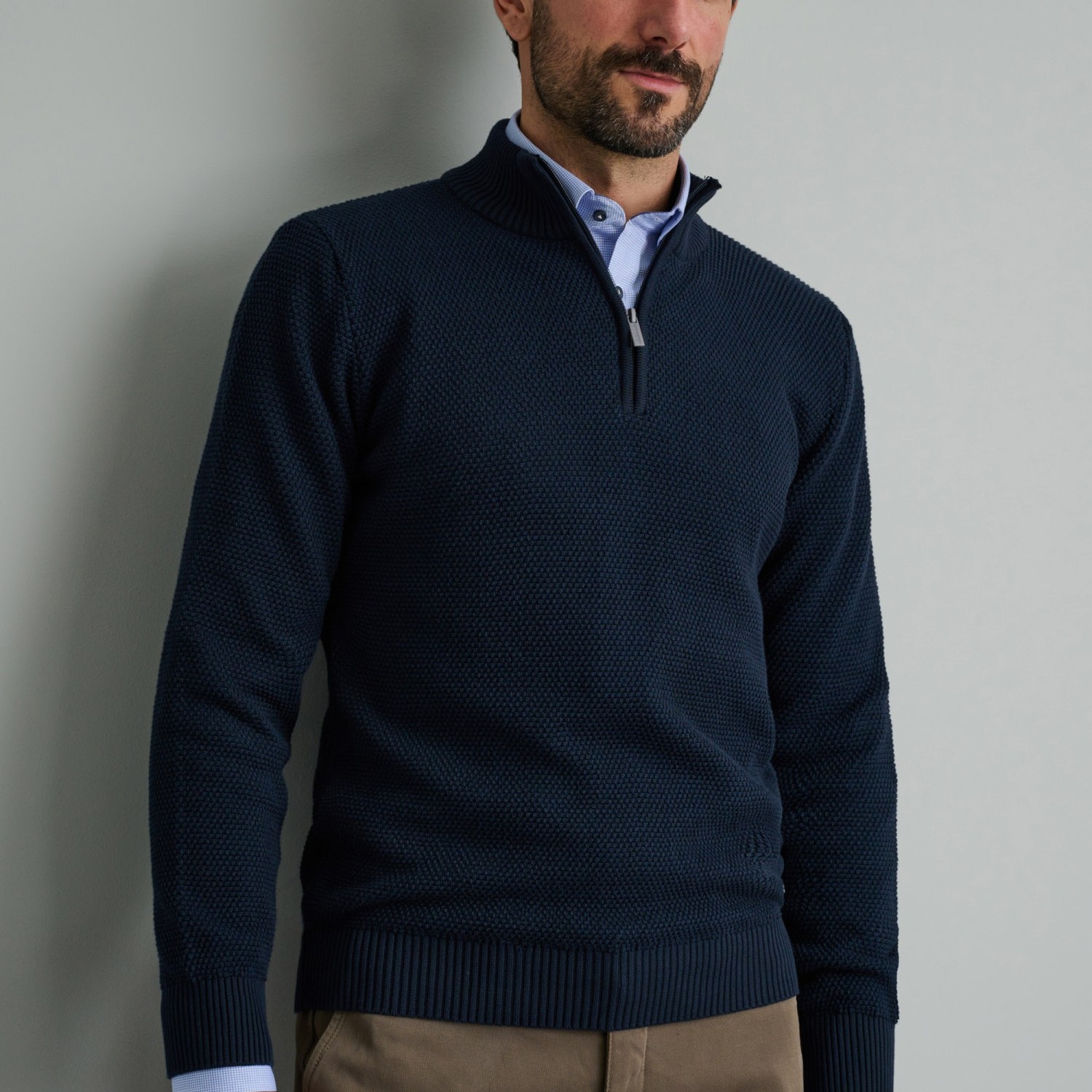 Unisex Πλεκτό Λουπέτο με Φερμουάρ NAVY & GREEN Unisex Πλεκτό Λουπέτο με Φερμουάρ NAVY & GREEN