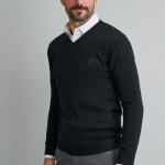 Unisex Πλεκτή Μπλούζα με Λαιμόκοψη V NAVY & GREEN