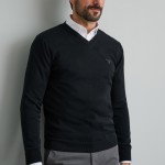 Unisex Πλεκτή Μπλούζα με Λαιμόκοψη V NAVY & GREEN