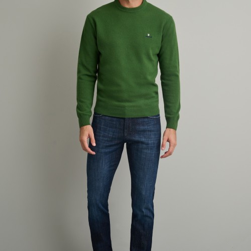 Unisex Πλεκτό Πουλόβερ με Λαιμόκοψη NAVY & GREEN