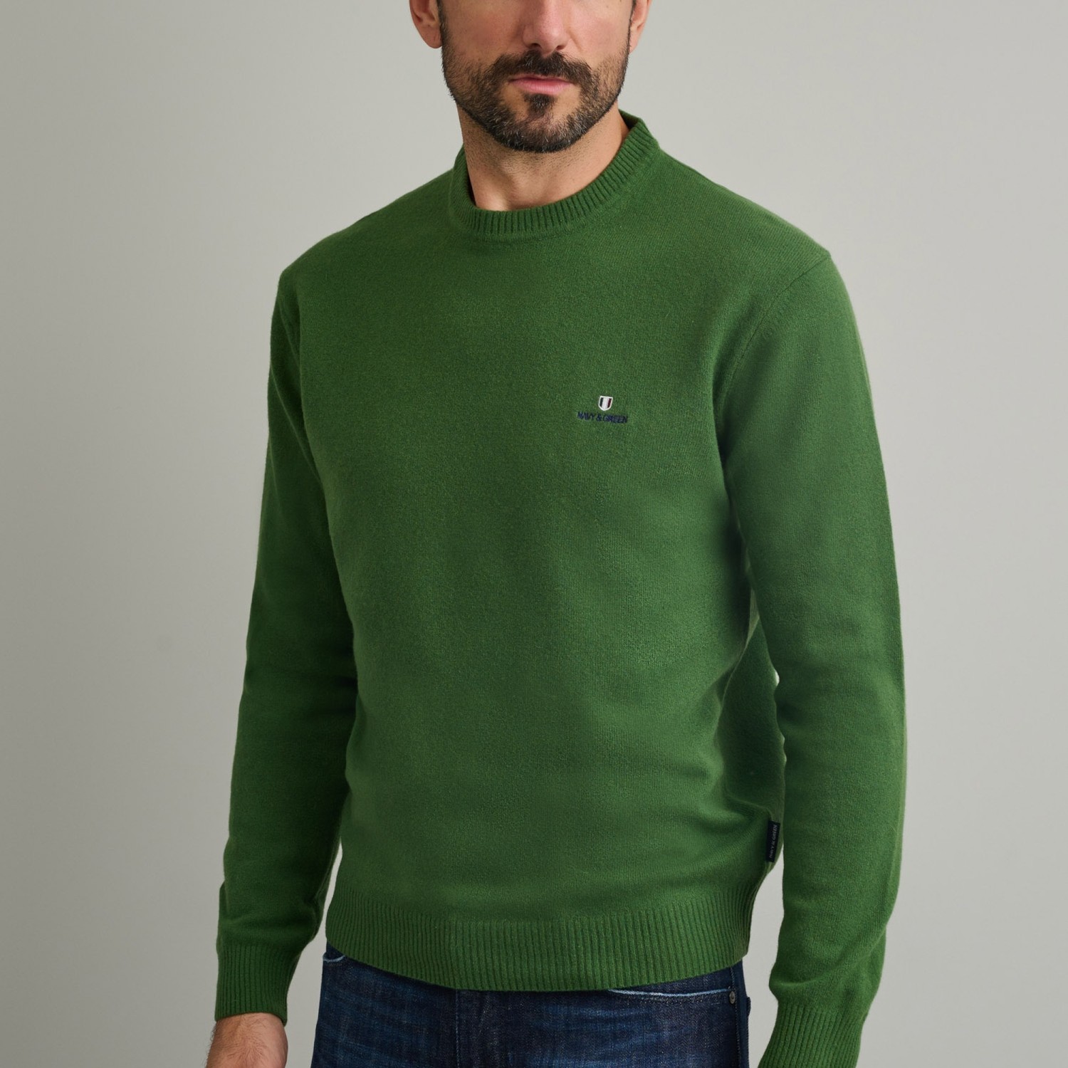 Unisex Πλεκτό Πουλόβερ με Λαιμόκοψη NAVY & GREEN Unisex Πλεκτό Πουλόβερ με Λαιμόκοψη NAVY & GREEN