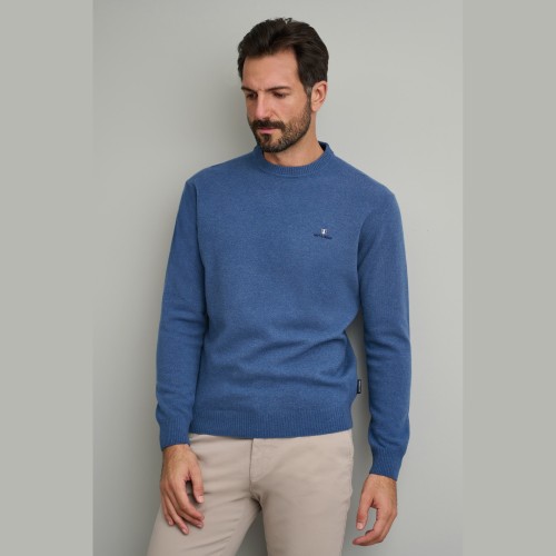 Unisex Πλεκτό Πουλόβερ με Λαιμόκοψη NAVY & GREEN