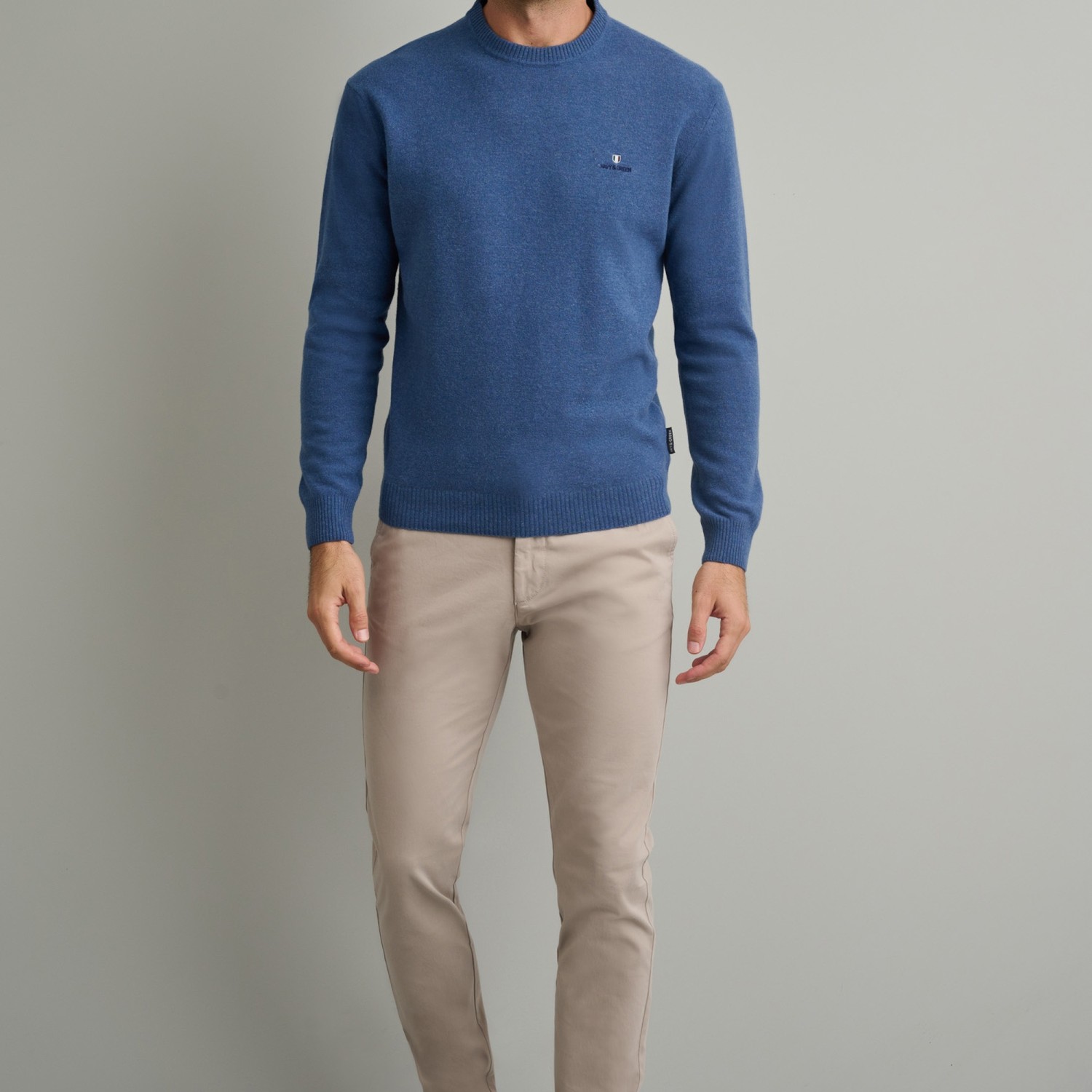 Unisex Πλεκτό Πουλόβερ με Λαιμόκοψη NAVY & GREEN