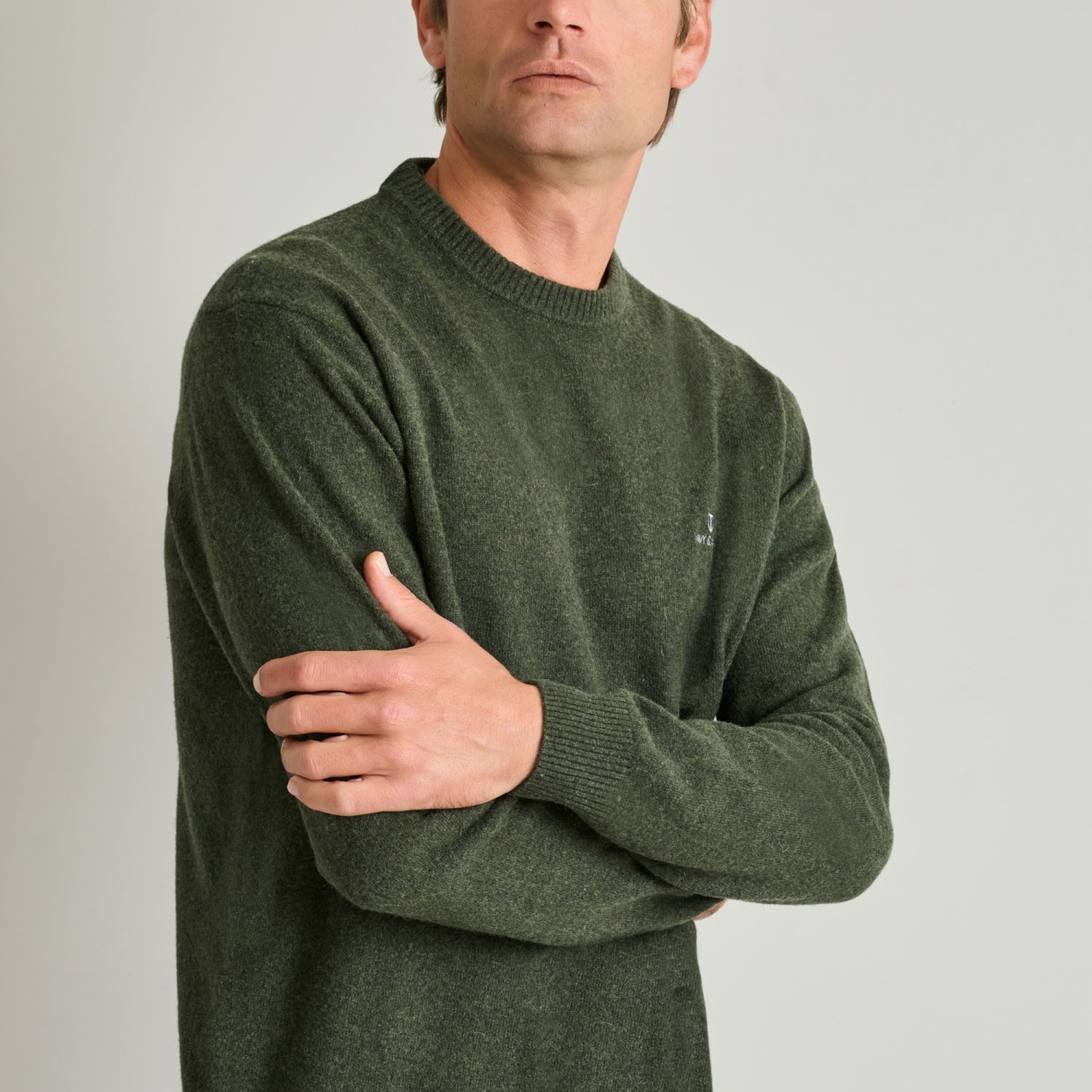 Unisex Πλεκτό Πουλόβερ 12GG με Κέντημα Λογότυπο NAVY & GREEN