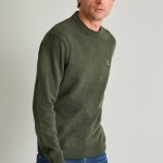 Unisex Πλεκτό Πουλόβερ 12GG με Κέντημα Λογότυπο NAVY & GREEN