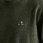 Unisex Πλεκτό Πουλόβερ 12GG με Κέντημα Λογότυπο NAVY & GREEN