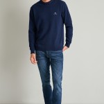 Unisex Πλεκτό Πουλόβερ 12GG με Κέντημα Λογότυπο NAVY & GREEN