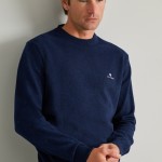 Unisex Πλεκτό Πουλόβερ 12GG με Κέντημα Λογότυπο NAVY & GREEN