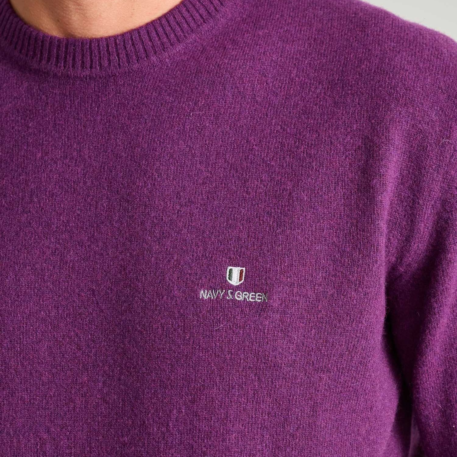 Unisex Πλεκτό Πουλόβερ 12GG με Κέντημα Λογότυπο NAVY & GREEN