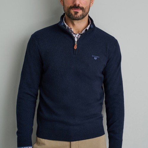 Unisex Πλεκτό Πουλόβερ με Φερμουάρ NAVY & GREEN