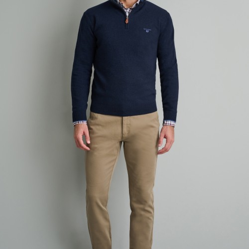 Unisex Πλεκτό Πουλόβερ με Φερμουάρ NAVY & GREEN