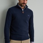 Unisex Πλεκτό Πουλόβερ με Φερμουάρ NAVY & GREEN