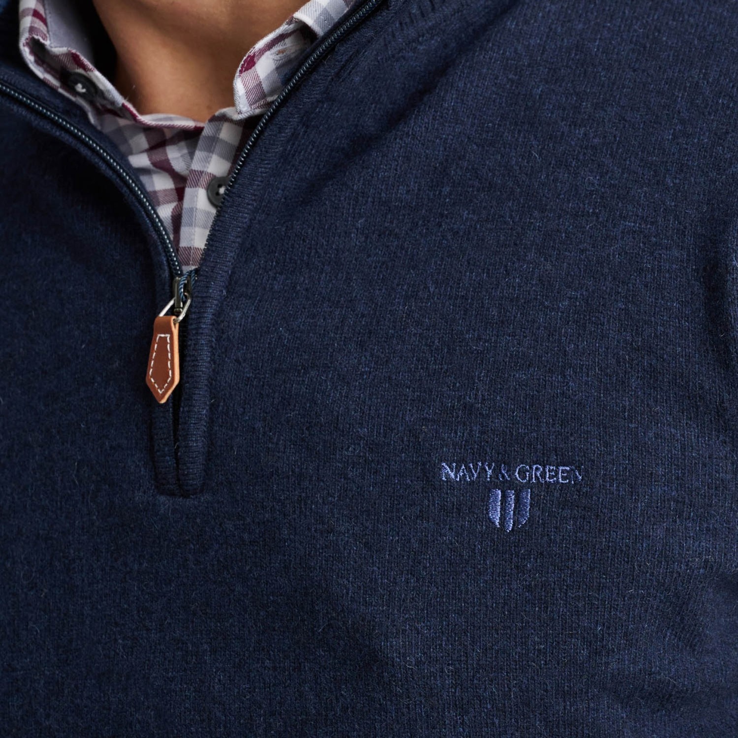Unisex Πλεκτό Πουλόβερ με Φερμουάρ NAVY & GREEN