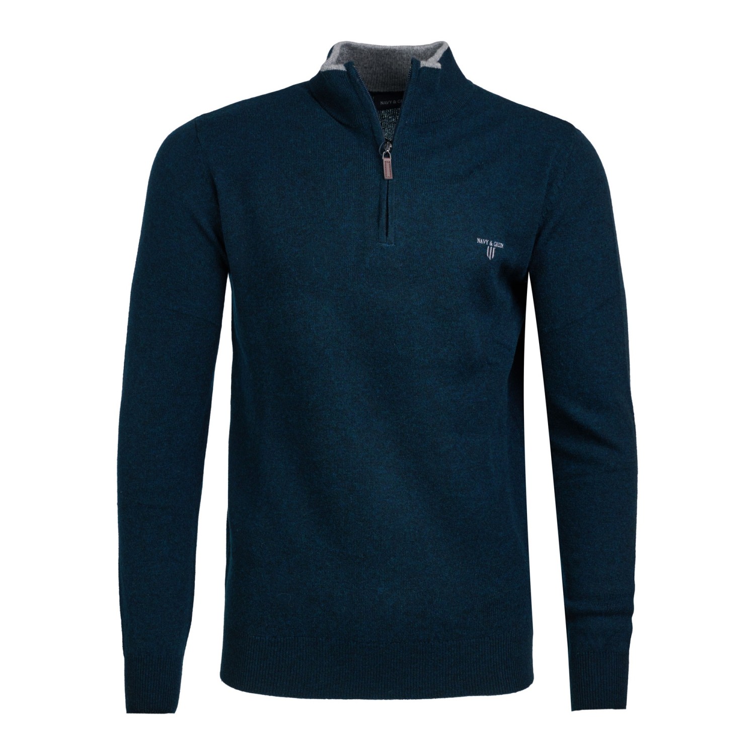 Unisex Πλεκτό Πουλόβερ με Φερμουάρ NAVY & GREEN