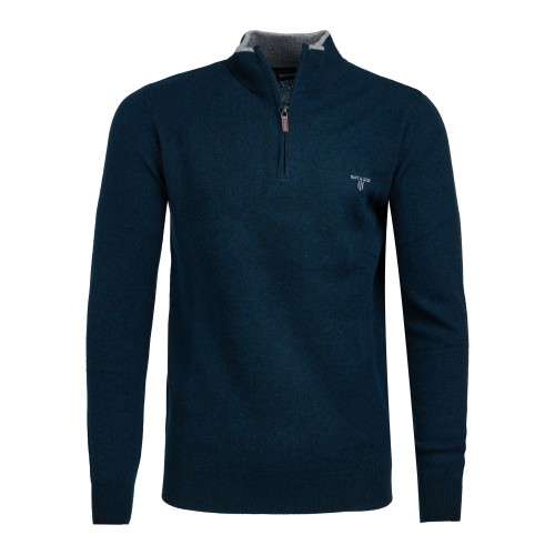 Unisex Πλεκτό Πουλόβερ με Φερμουάρ NAVY & GREEN