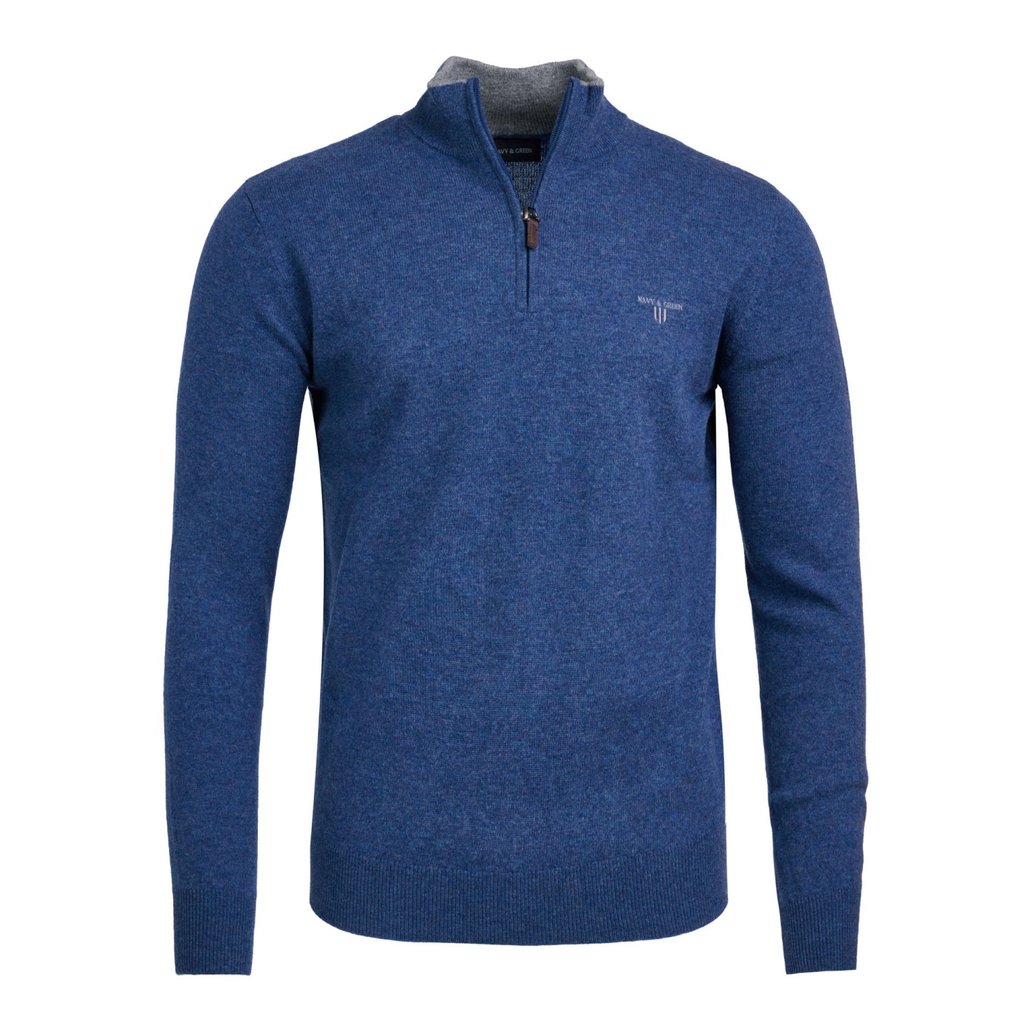 Unisex Πλεκτό Πουλόβερ με Φερμουάρ NAVY & GREEN
