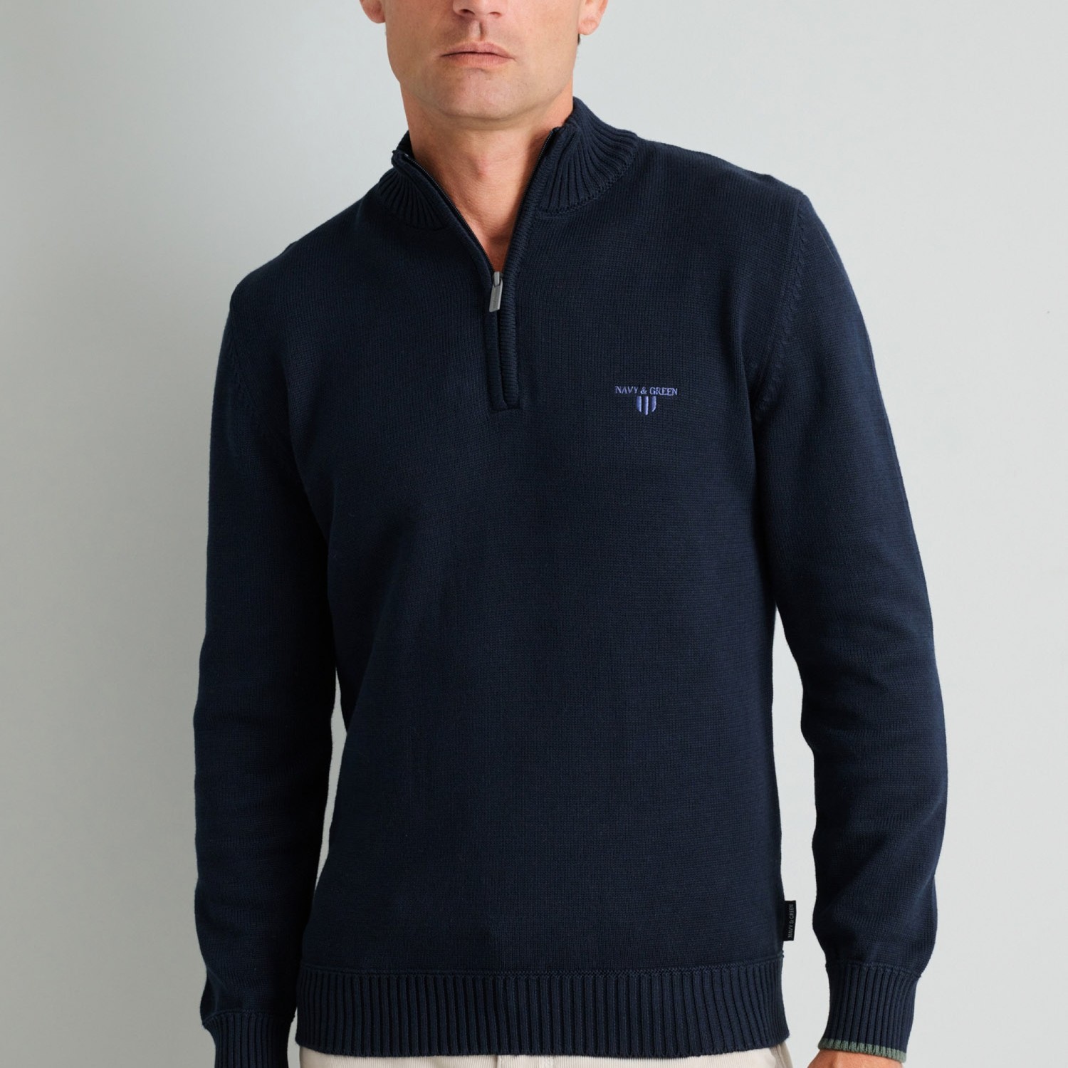 Unisex Πλεκτό Λουπέτο με Φερμουάρ NAVY & GREEN