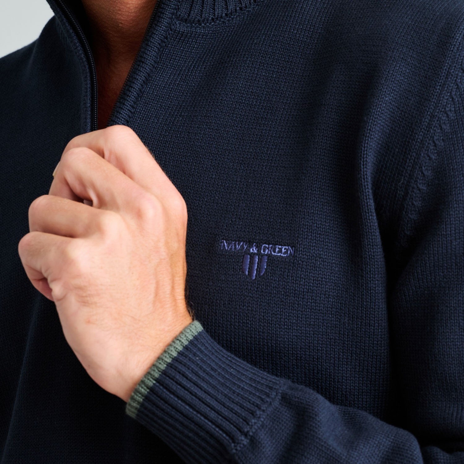 Unisex Πλεκτό Λουπέτο με Φερμουάρ NAVY & GREEN