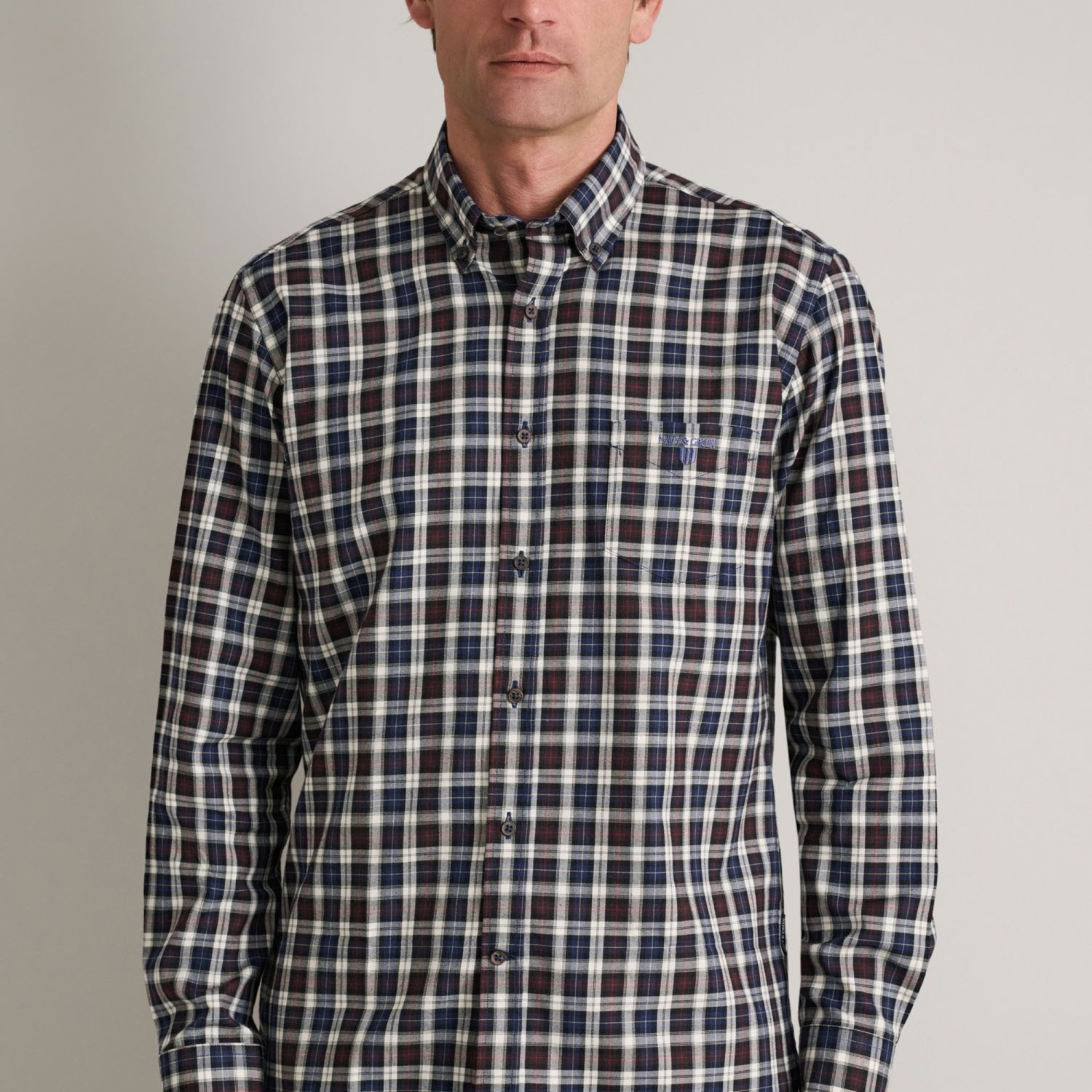 Unisex Καρό Πουκάμισο με Τσέπη NAVY & GREEN Unisex Καρό Πουκάμισο με Τσέπη NAVY & GREEN
