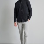 Unisex Πουκάμισο Comfort Fit με Γιακά Mao NAVY & GREEN Unisex Πουκάμισο Comfort Fit με Γιακά Mao NAVY & GREEN