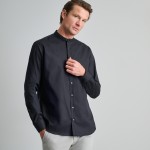 Unisex Πουκάμισο Comfort Fit με Γιακά Mao NAVY & GREEN Unisex Πουκάμισο Comfort Fit με Γιακά Mao NAVY & GREEN