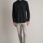 Unisex Πουκάμισο Comfort Fit με Γιακά Mao NAVY & GREEN
