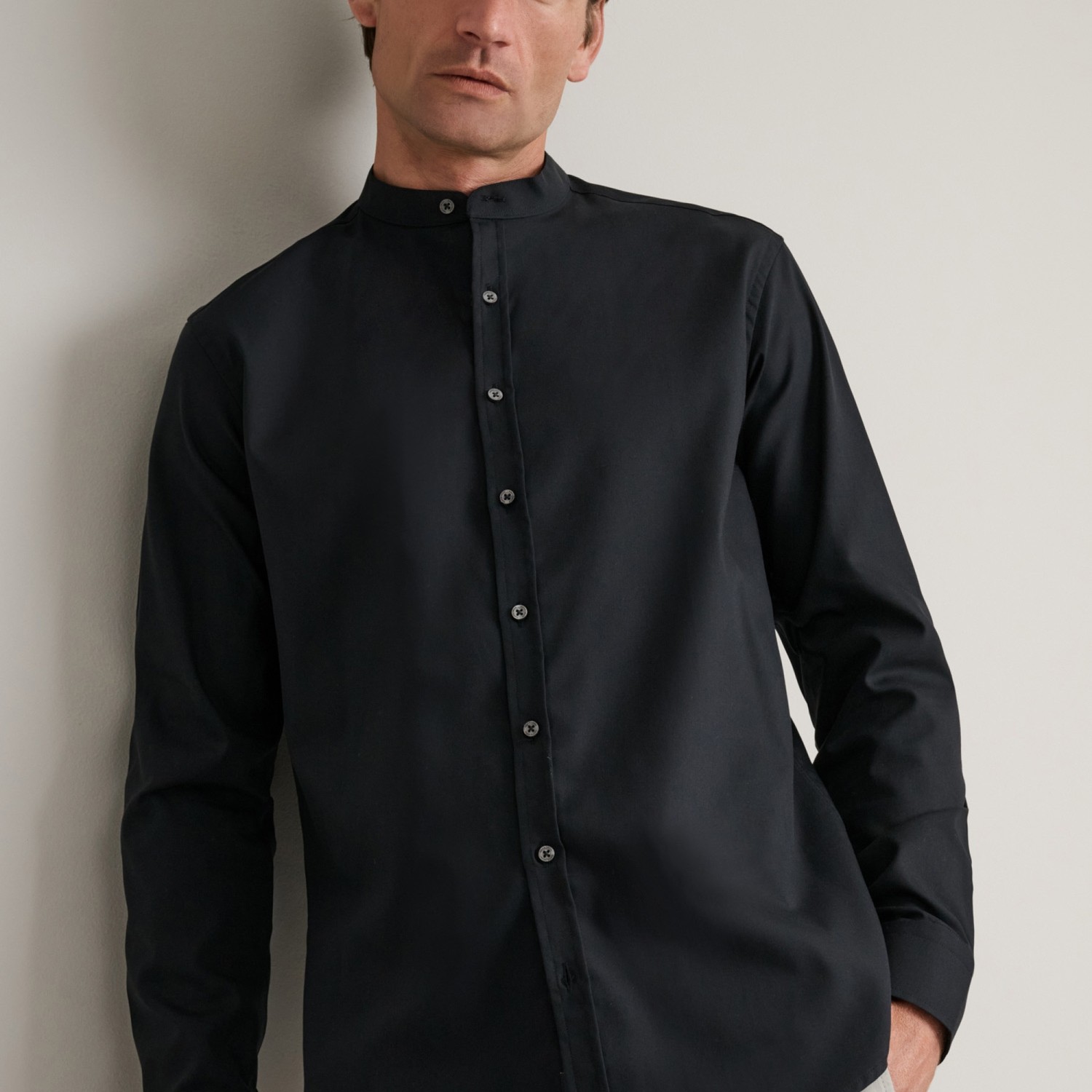 Unisex Πουκάμισο Comfort Fit με Γιακά Mao NAVY & GREEN